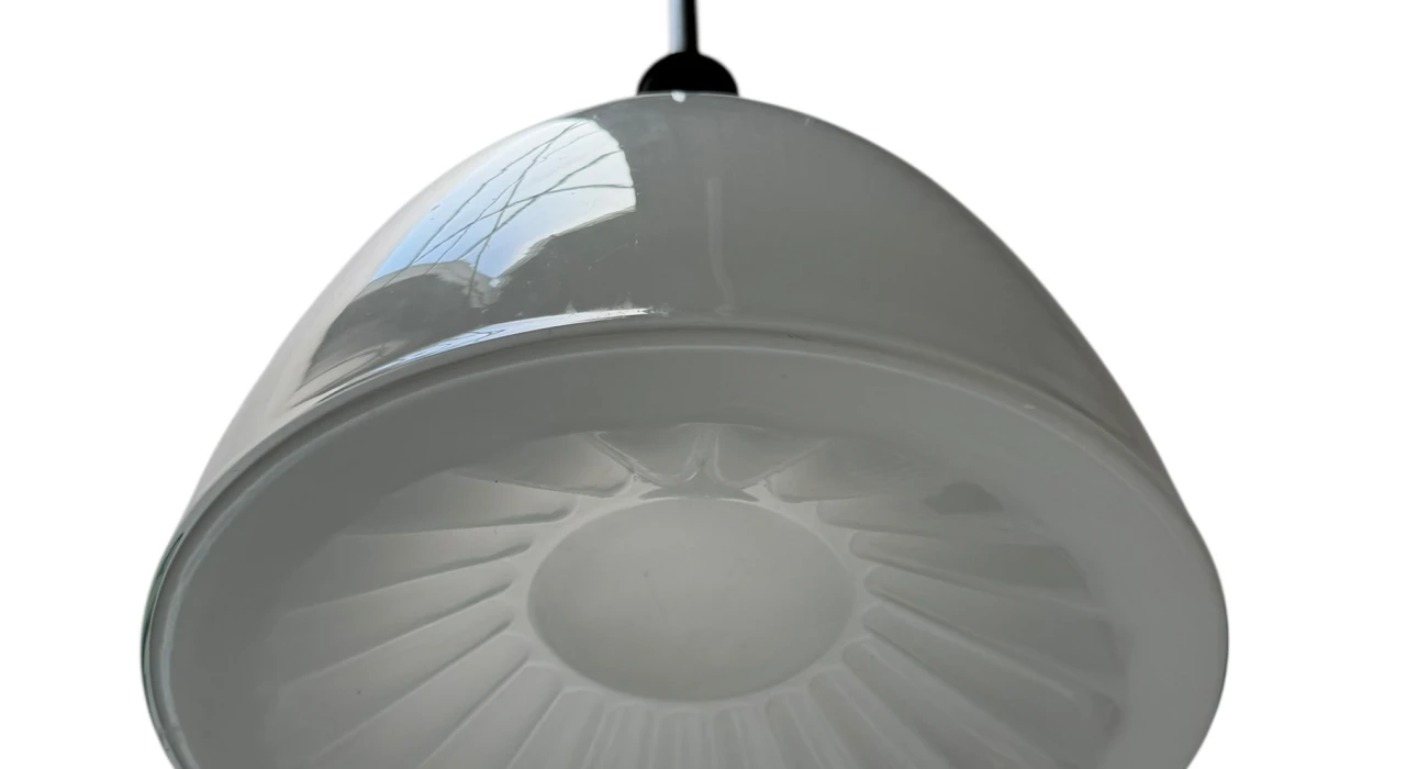 Art Nouveau Pendant Lamp with Ultra Rare Milk Glass Shade, 1900s